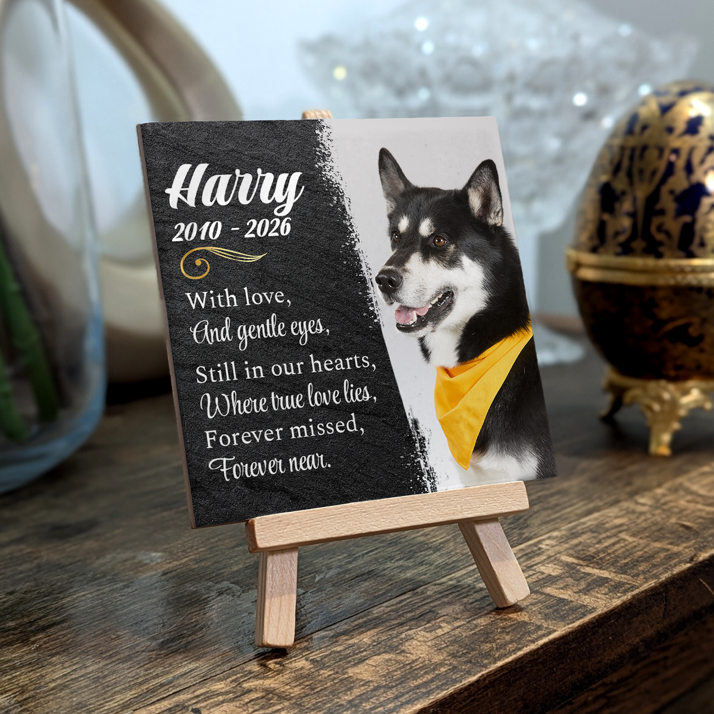 Still In Our Hearts – Personalised Ceramic Tile with Easel