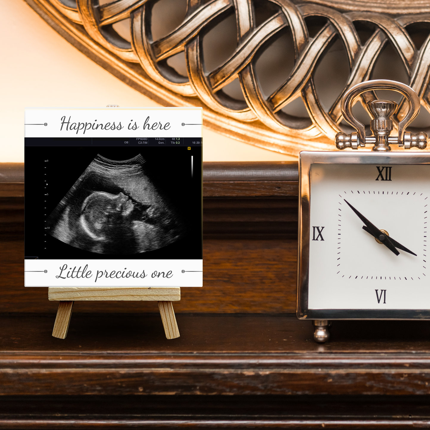 Happiness Is Here – Personalised Ceramic Tile with Easel