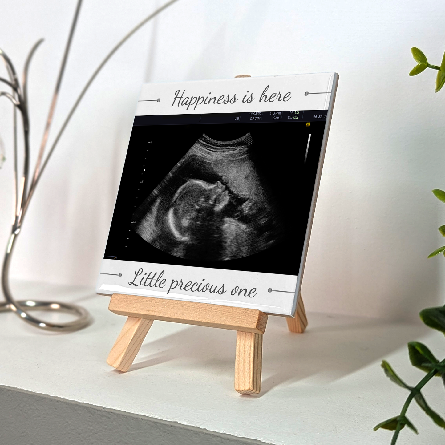 Happiness Is Here – Personalised Ceramic Tile with Easel