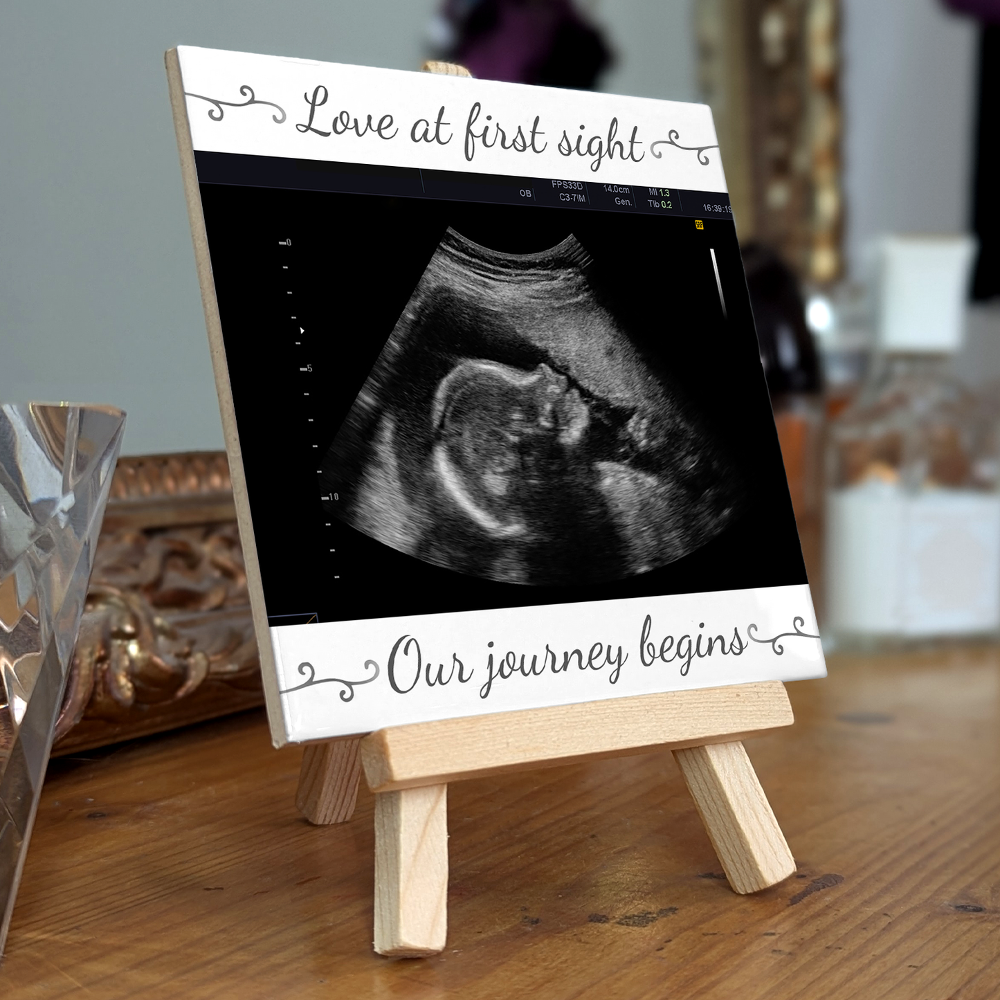 Love At First Sight – Personalised Ceramic Tile with Easel