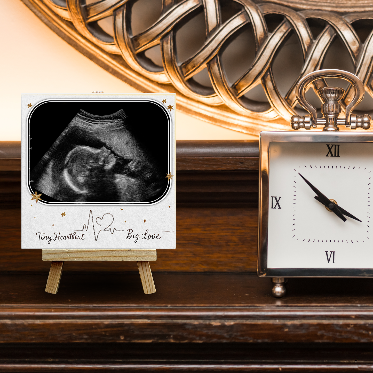 Tiny Heartbeat, Big Love – Personalised Ceramic Tile with Easel