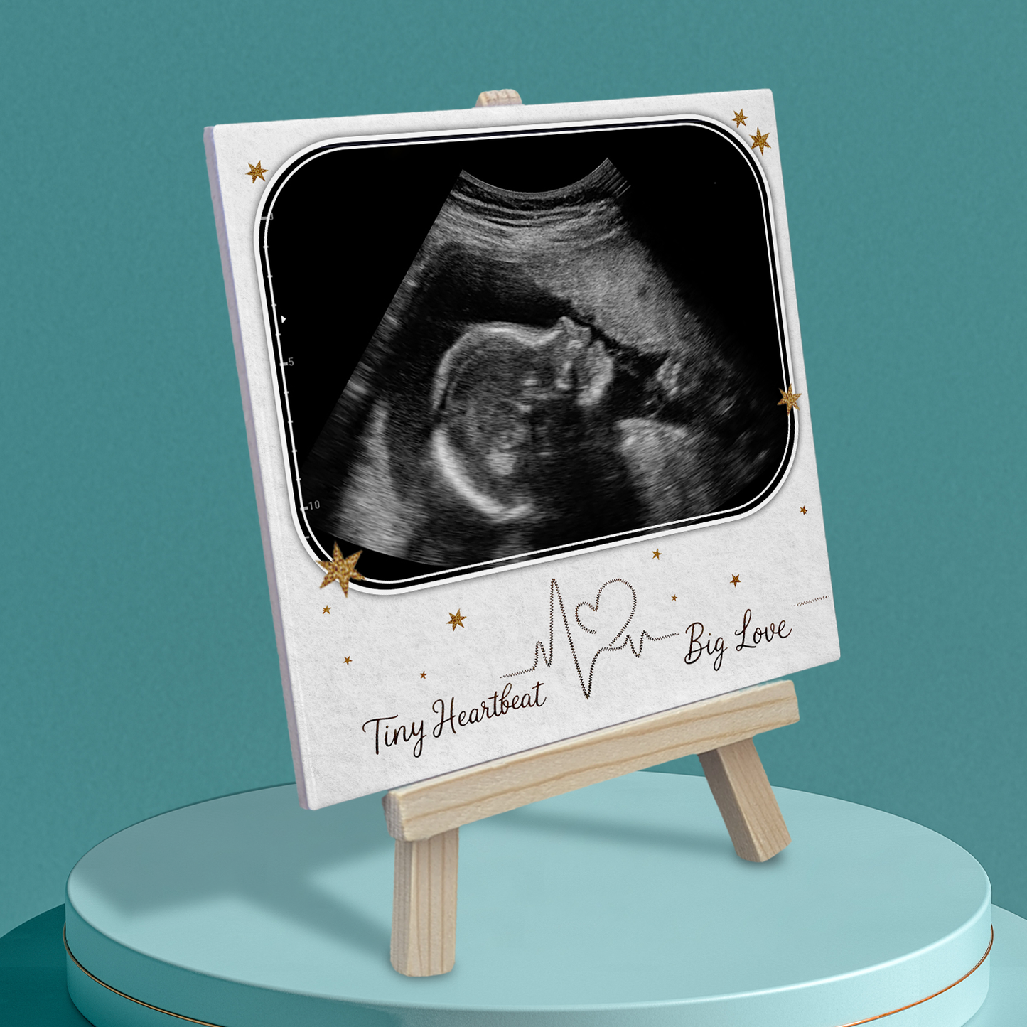 Tiny Heartbeat, Big Love – Personalised Ceramic Tile with Easel