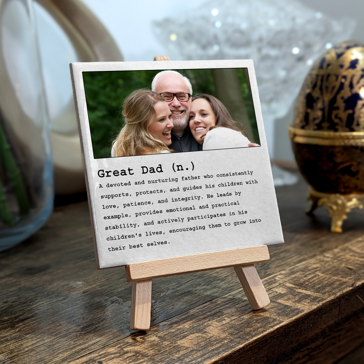 Great Dad Noun – Personalised Ceramic Tile with Easel