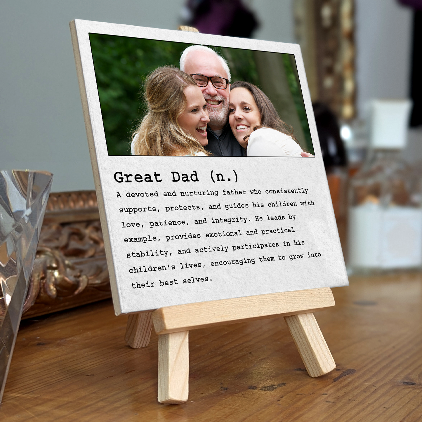Great Dad Noun – Personalised Ceramic Tile with Easel