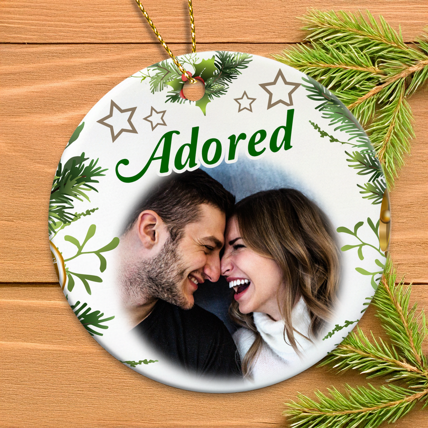 Custom Couples Ceramic Personalised Photo Christmas Ornament