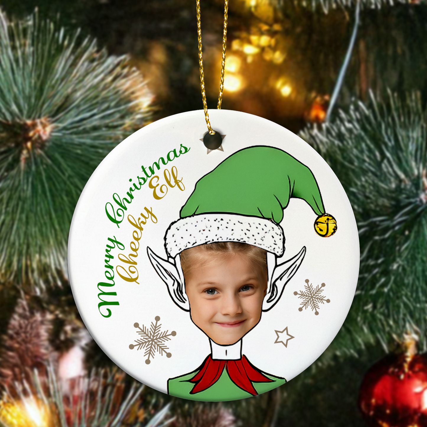 Cheeky Elf Personalised Christmas Ornament - Upload Childs Photo