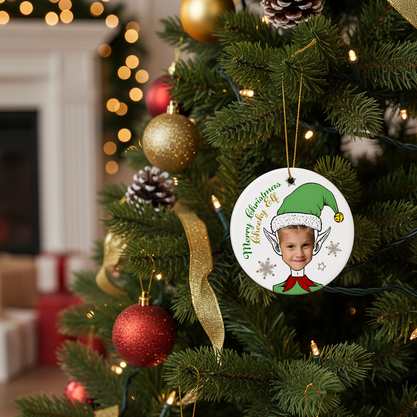 Cheeky Elf Personalised Christmas Ornament - Upload Childs Photo