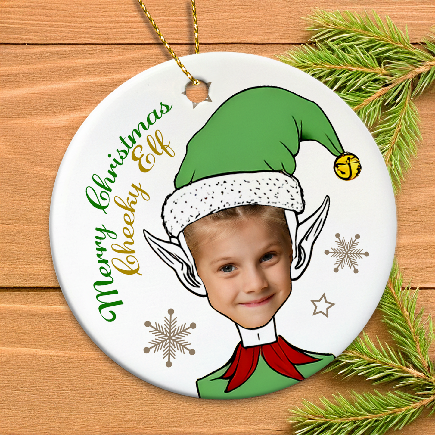Cheeky Elf Personalised Christmas Ornament - Upload Childs Photo