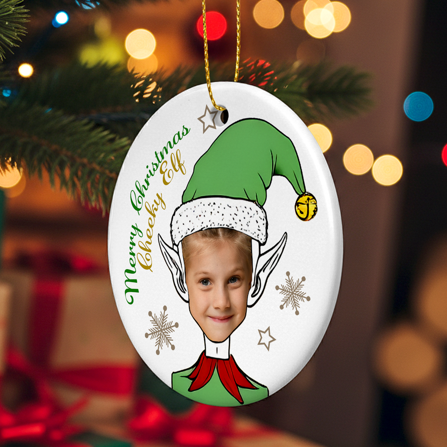 Cheeky Elf Personalised Christmas Ornament - Upload Childs Photo