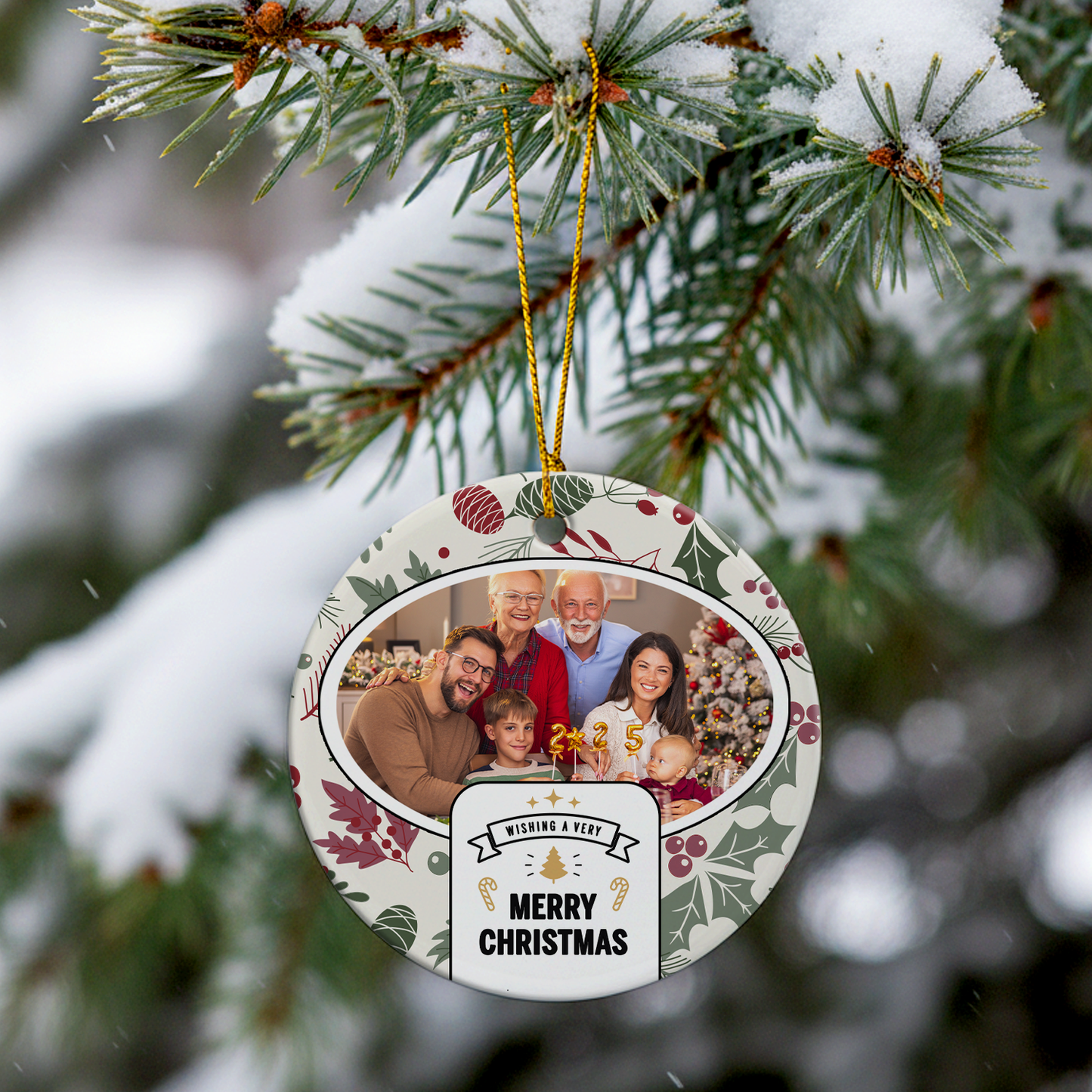 Custom Ceramic Family Photo Personalised Christmas Ornament