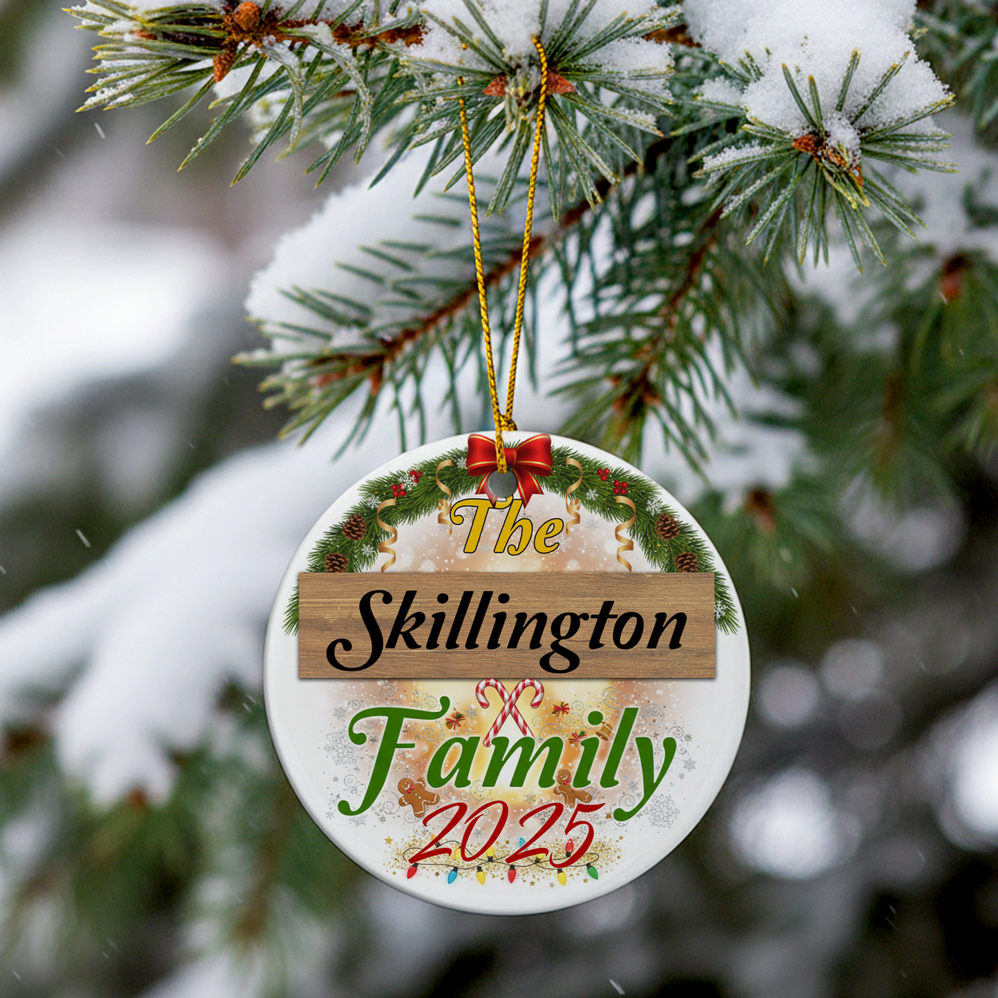 Custom Ceramic Family Name Personalised Christmas Ornament