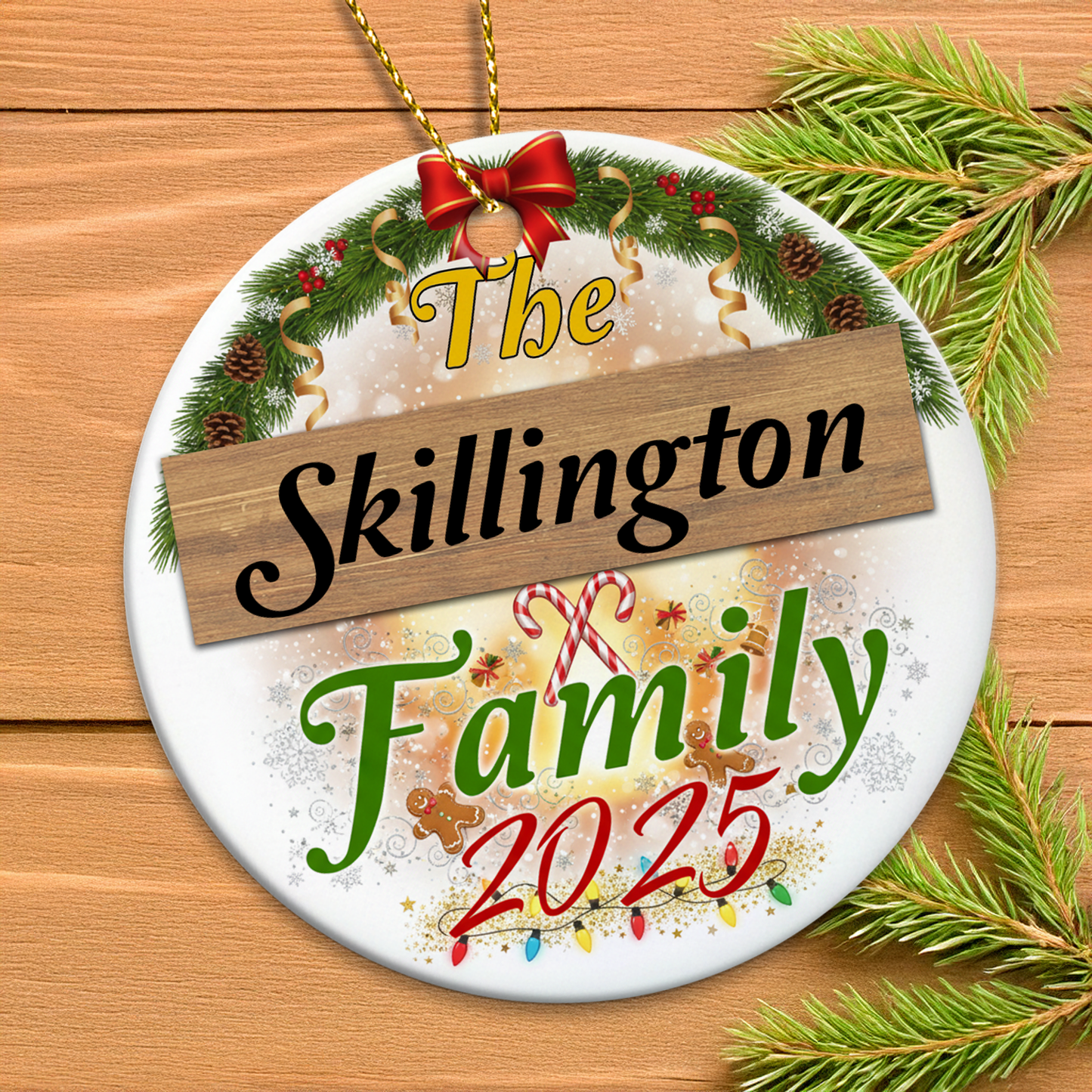 Custom Ceramic Family Name Personalised Christmas Ornament