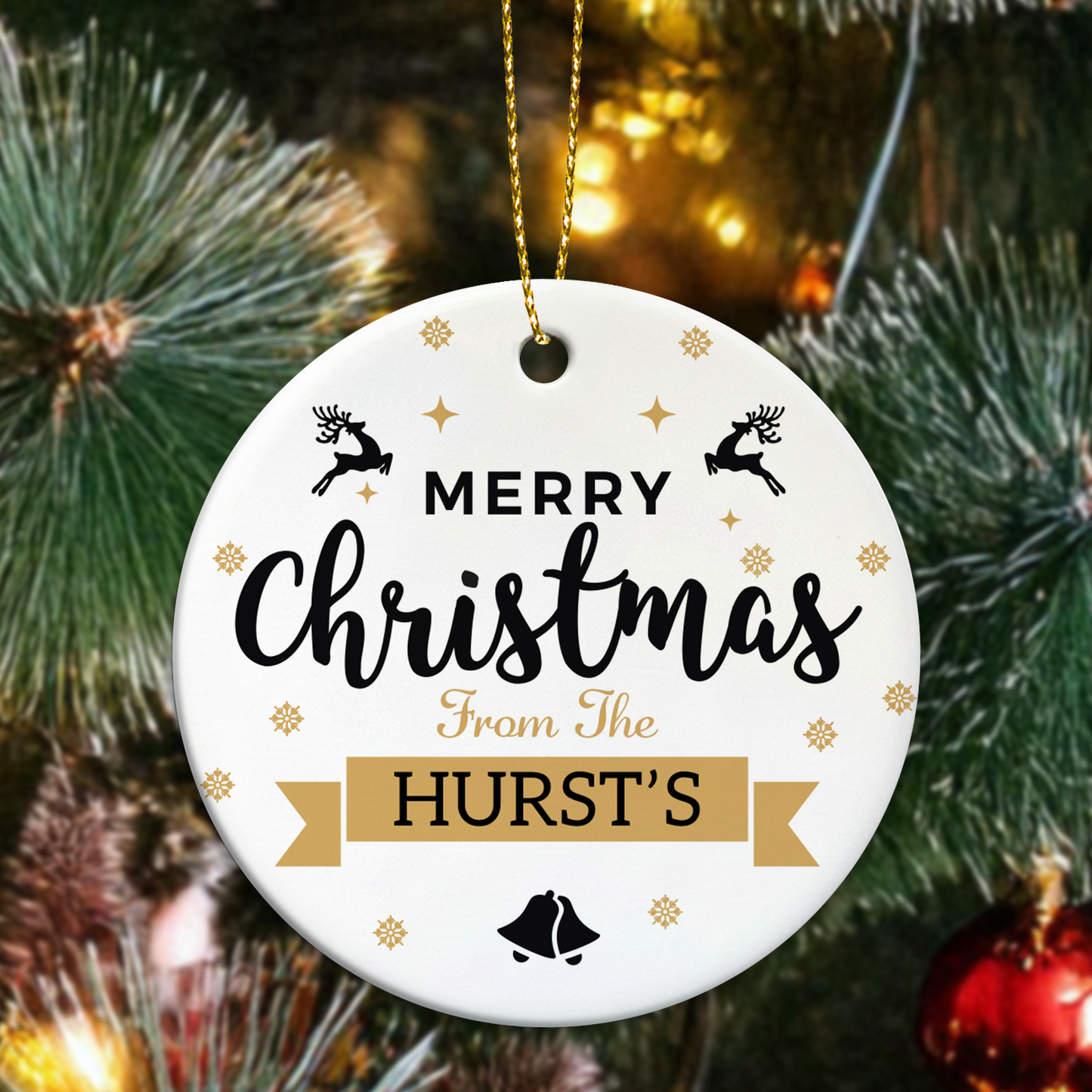Custom Ceramic Christmas Ornament – Family Name Decoration - Merry Christmas