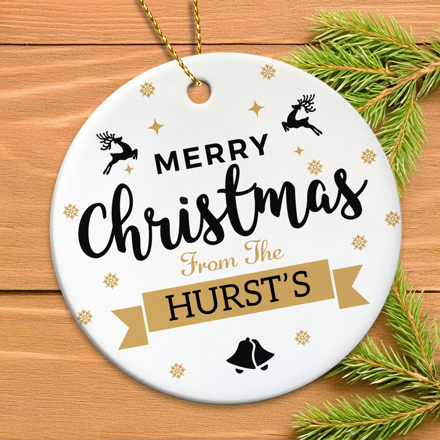 Custom Ceramic Christmas Ornament – Family Name Decoration - Merry Christmas