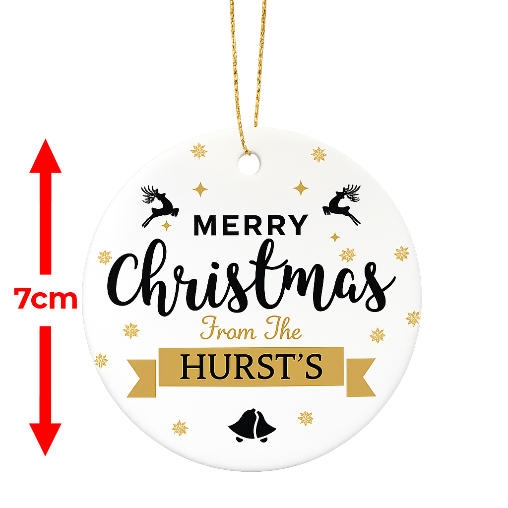 Custom Ceramic Christmas Ornament – Family Name Decoration - Merry Christmas