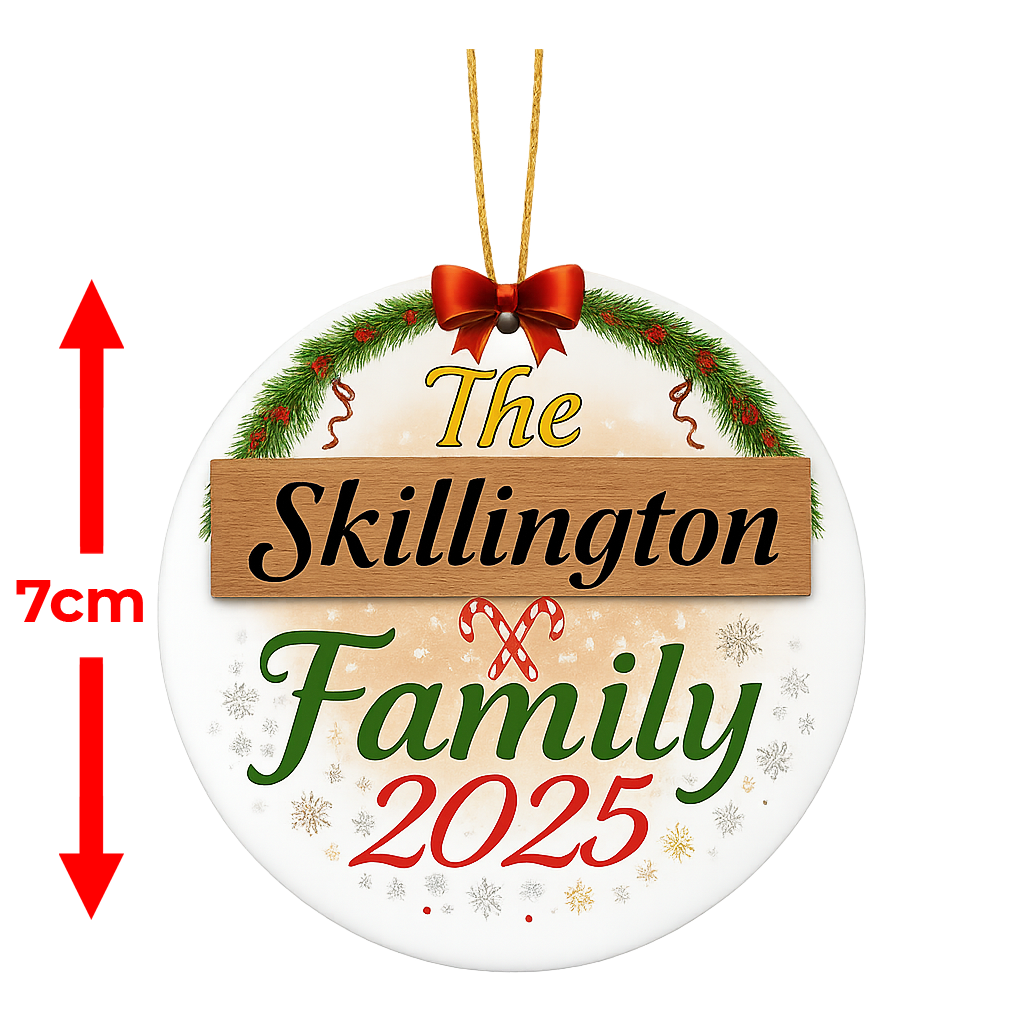 Custom Ceramic Family Name Personalised Christmas Ornament
