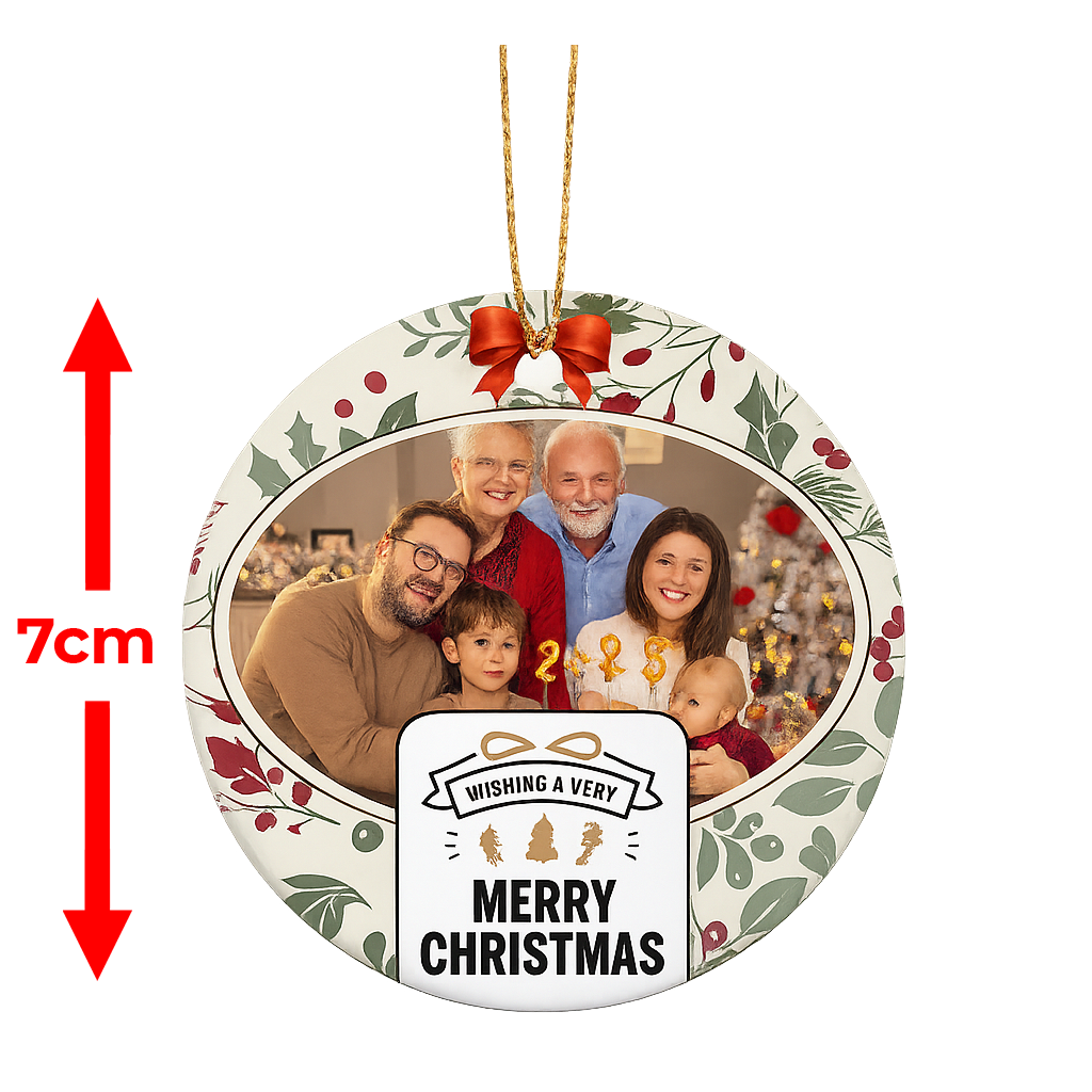 Custom Ceramic Family Photo Personalised Christmas Ornament