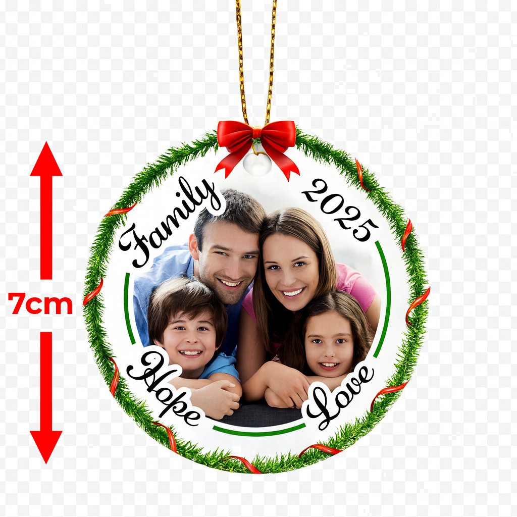 Custom Ceramic Family Photo Personalised Christmas Ornament - Hope & Love