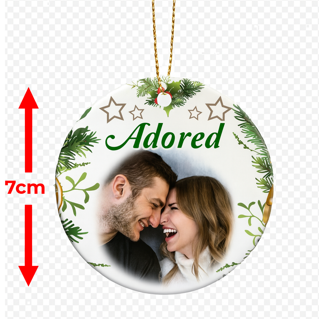 Custom Couples Ceramic Personalised Photo Christmas Ornament