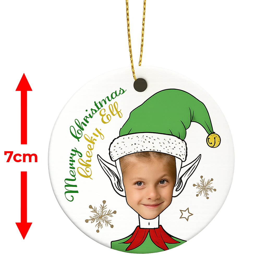Cheeky Elf Personalised Christmas Ornament - Upload Childs Photo