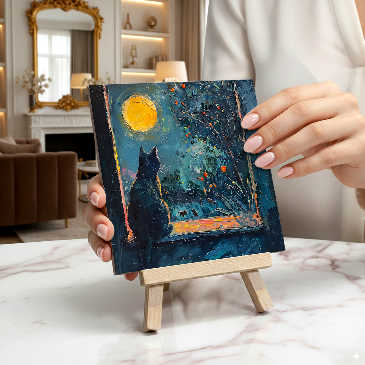 Window To The Wild Ceramic Art Tile with Easel