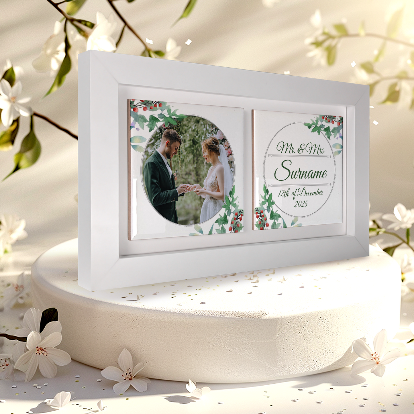 Woodland Floral Wedding Celebrations - Framed Ceramic Tiles Landscape