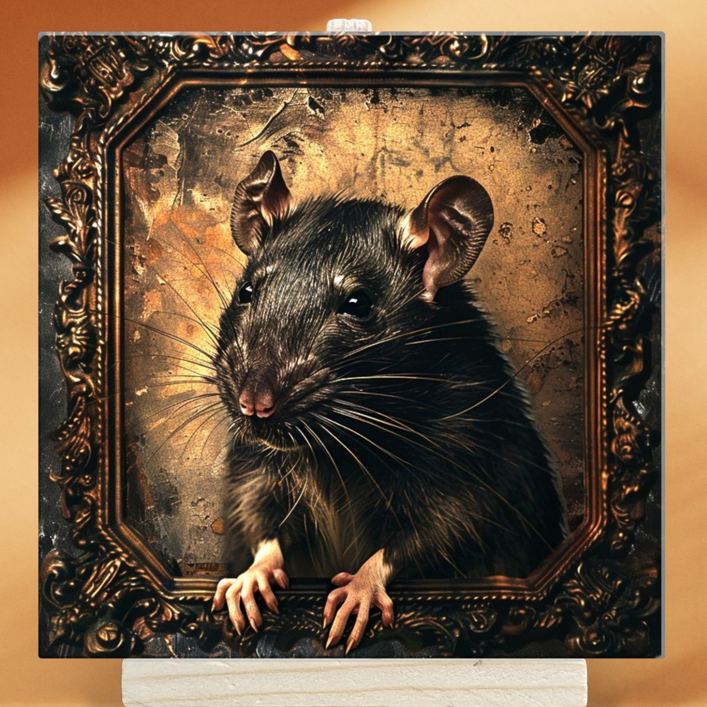 The Rat Baroque Style Illustrated Art Tile With Easel