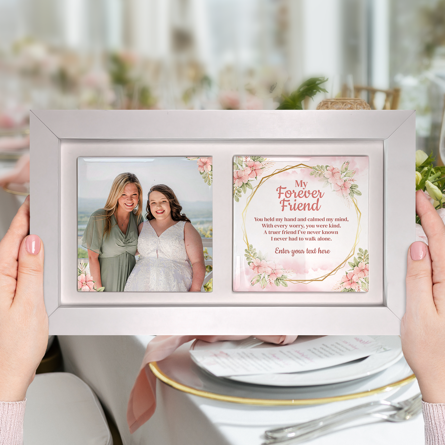 My Forever Friend – Personalised Photo & Poem Gift for Maid of Honour- Framed Ceramic Tiles Landscape