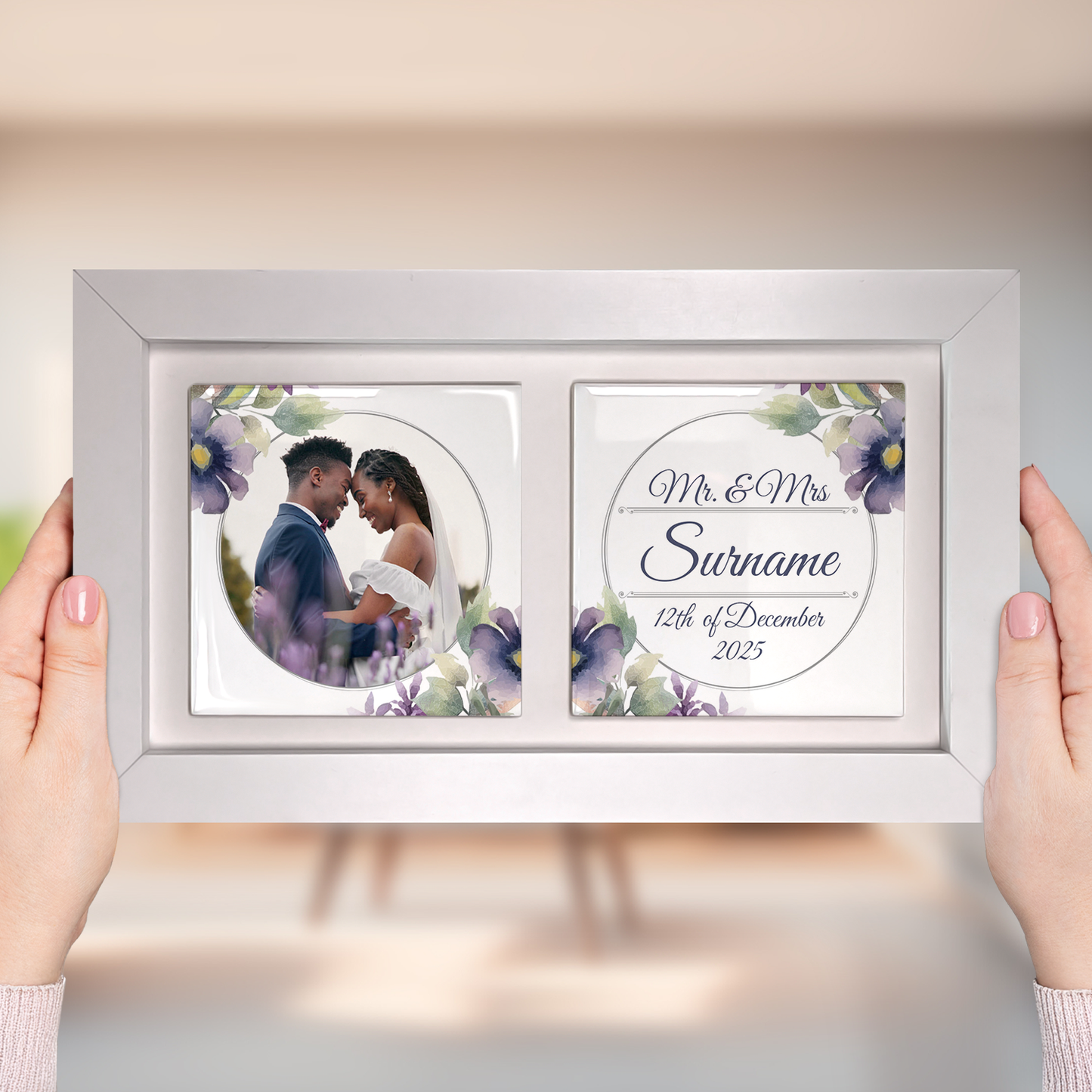 Purple Poppies Floral Wedding Celebrations - Framed Ceramic Tiles Landscape