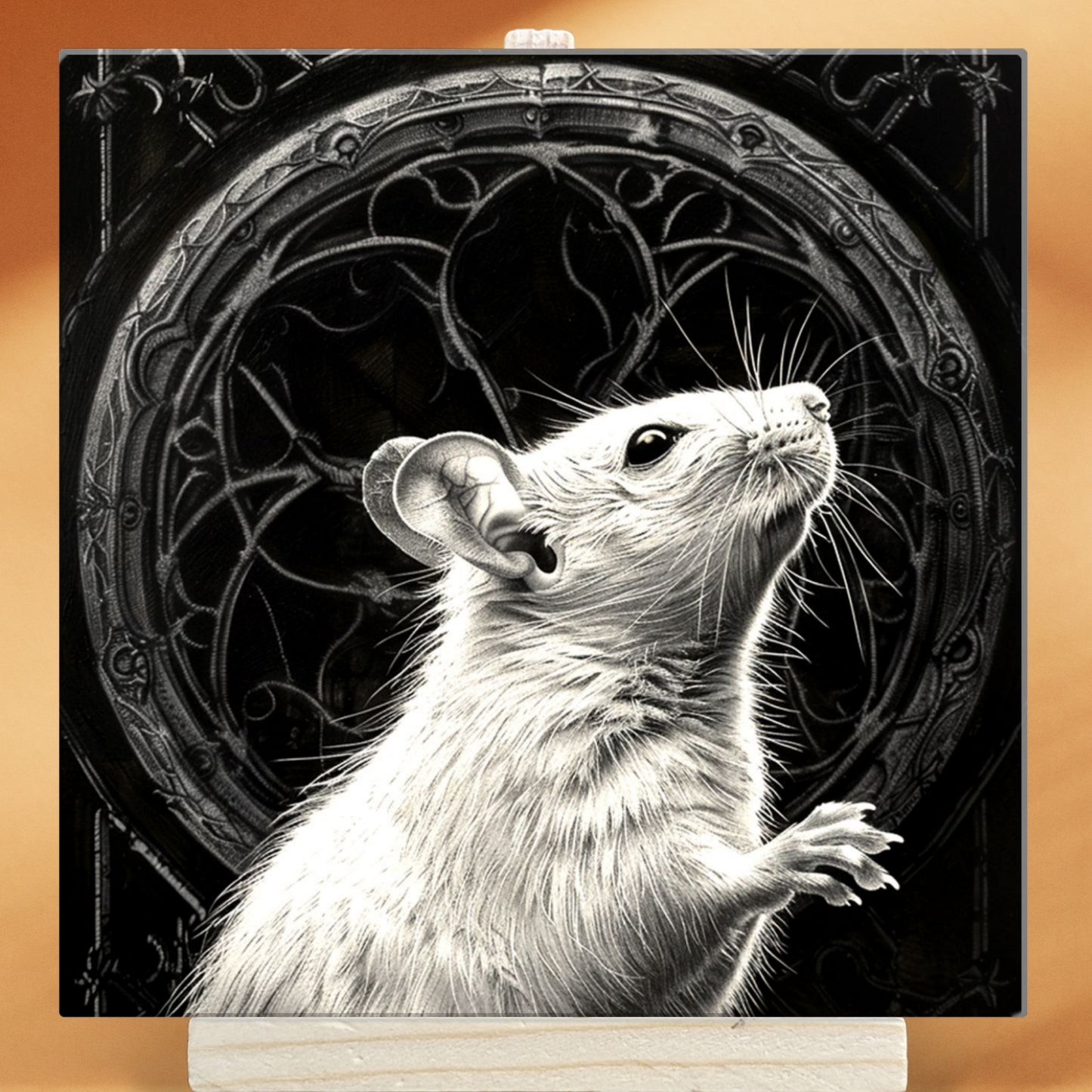 The Mouse Baroque Style Illustrated Art Tile With Easel