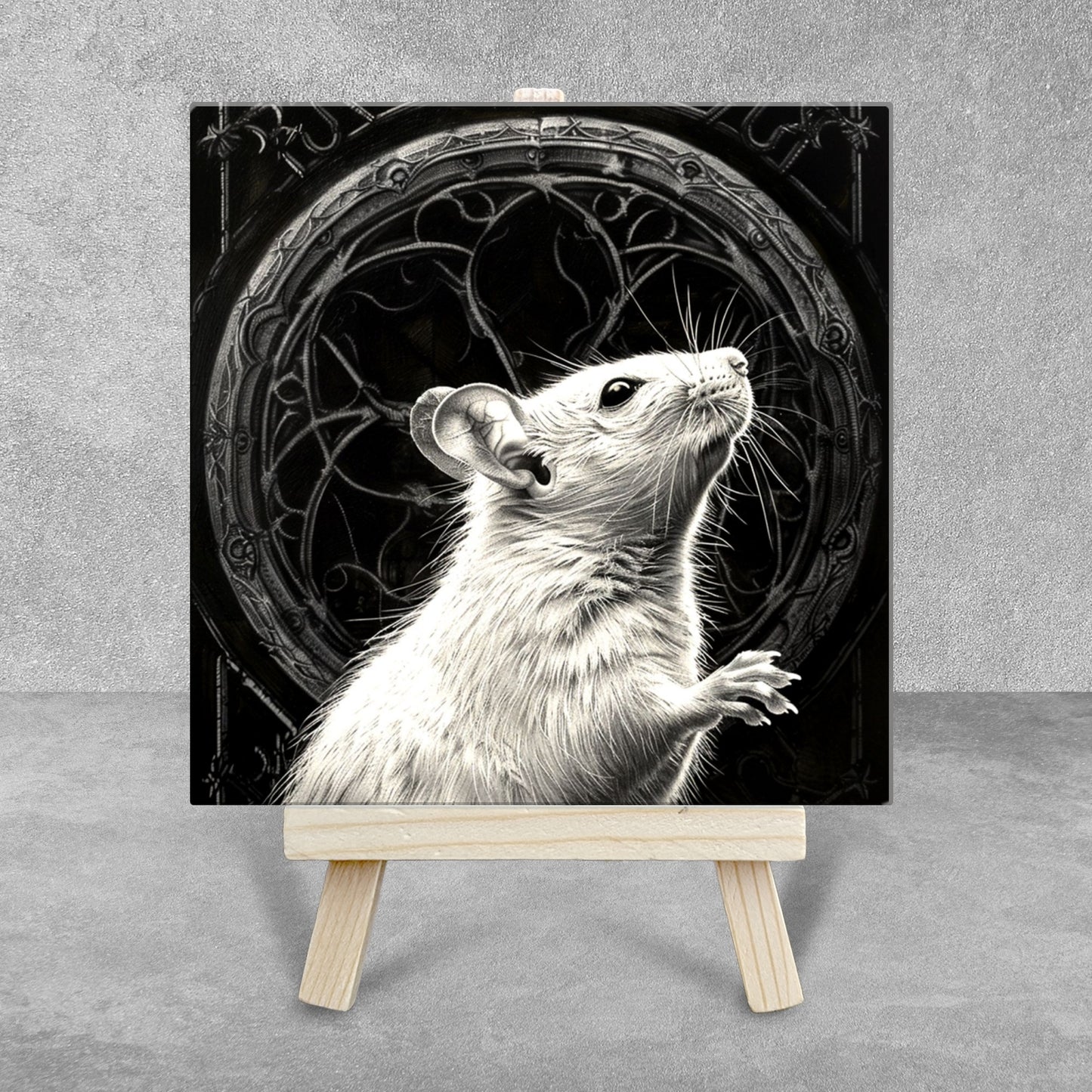 The Mouse Baroque Style Illustrated Art Tile With Easel