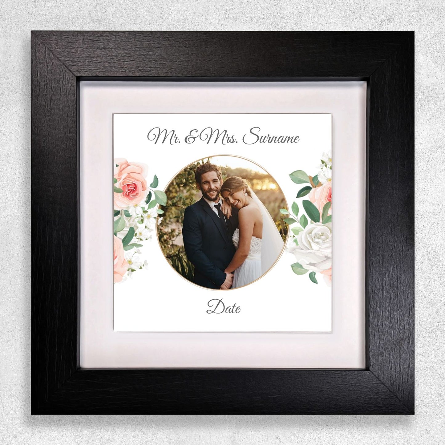 White & Peach Rose Floral Wedding Celebrations - Framed Ceramic Tiles Square