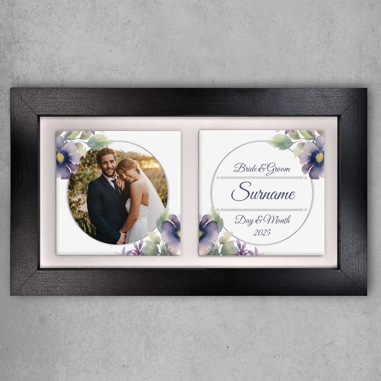 Purple Poppies Floral Wedding Celebrations - Framed Ceramic Tiles Landscape