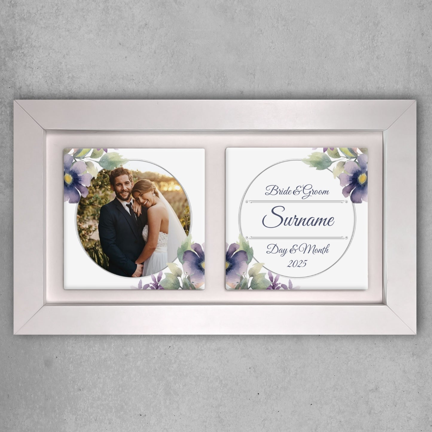 Purple Poppies Floral Wedding Celebrations - Framed Ceramic Tiles Landscape