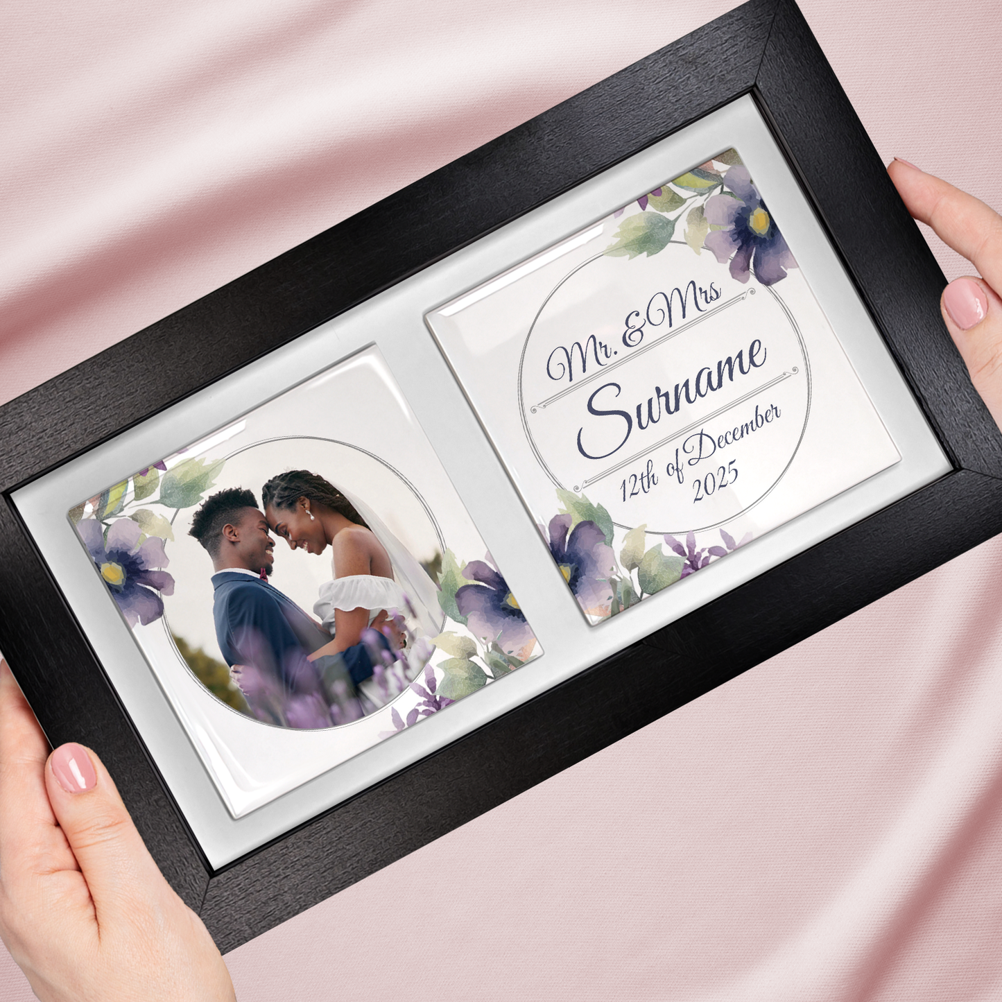 Purple Poppies Floral Wedding Celebrations - Framed Ceramic Tiles Landscape