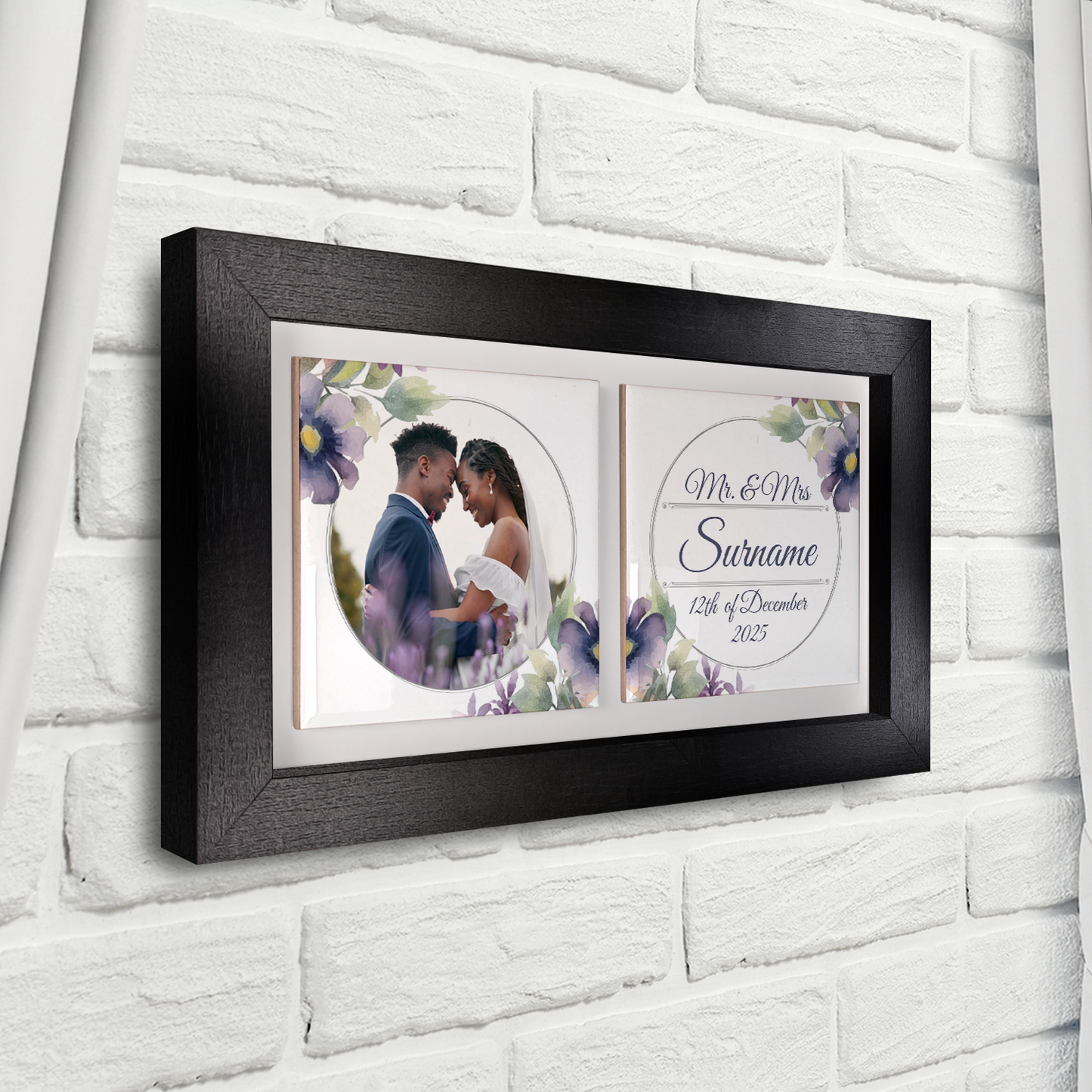 Purple Poppies Floral Wedding Celebrations - Framed Ceramic Tiles Landscape