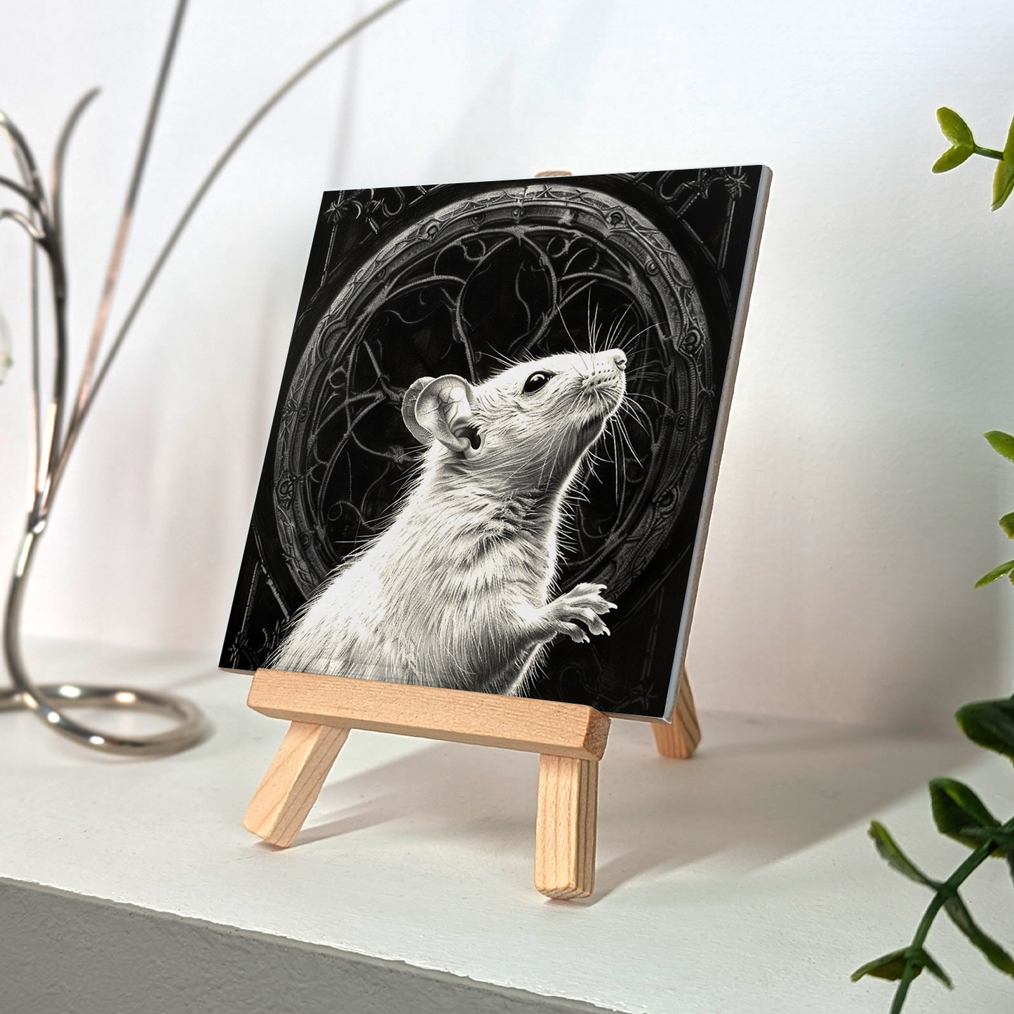 The Mouse Baroque Style Illustrated Art Tile With Easel