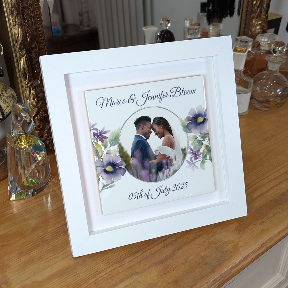 Purple Poppies Floral Wedding Celebrations - Framed Ceramic Tiles Square