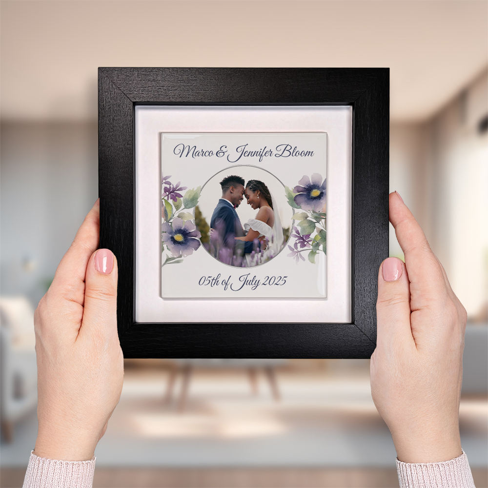 Purple Poppies Floral Wedding Celebrations - Framed Ceramic Tiles Square