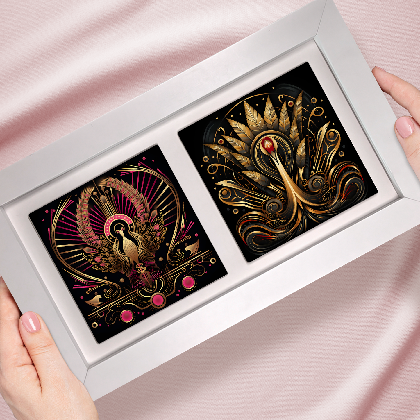 Art Deco Landscape Tile Art – Design Your Own Two Tile Framed Display