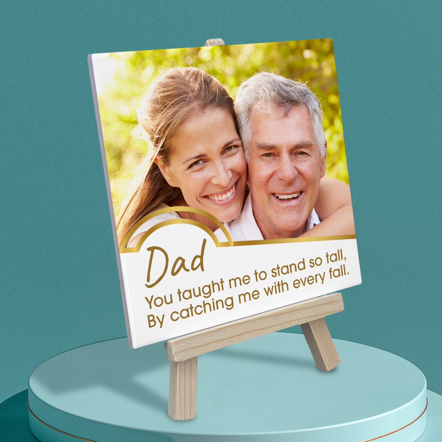 Gifts for Dad – Photo Keepsake from Son or Daughter – Personalised Tile with Easel