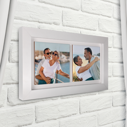Family Portrait For Husband & Wife  – Personalised Ceramic Tiles in Landscape Frame