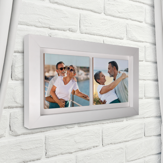 Family Portrait For Husband & Wife  – Personalised Ceramic Tiles in Landscape Frame