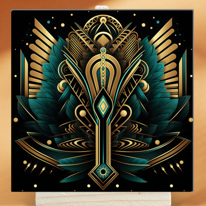 Art Deco Mini Art Panel – Ceramic Art Tile With Easel
