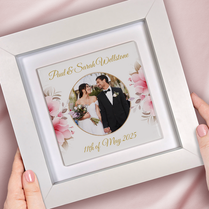 Pink Rose Floral Wedding Celebrations - Framed Ceramic Tiles Square