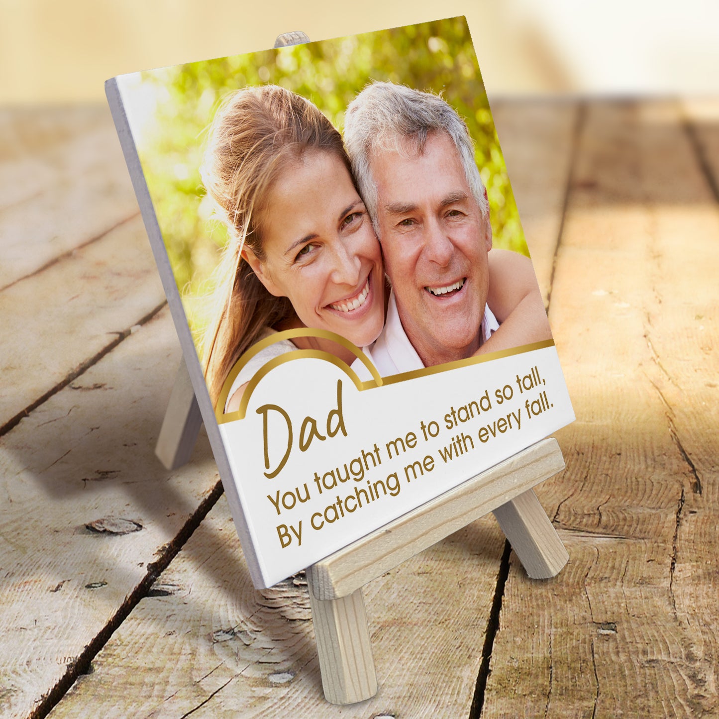 Gifts for Dad – Photo Keepsake from Son or Daughter – Personalised Tile with Easel