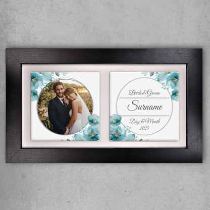 Blue Poppies Floral Wedding Celebrations - Framed Ceramic Tiles Landscape