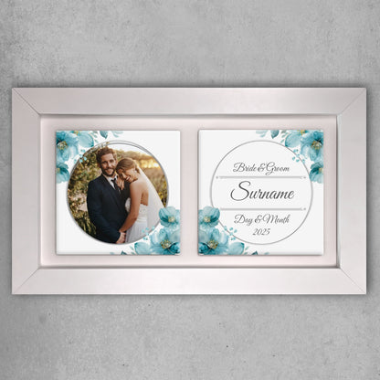 Blue Poppies Floral Wedding Celebrations - Framed Ceramic Tiles Landscape