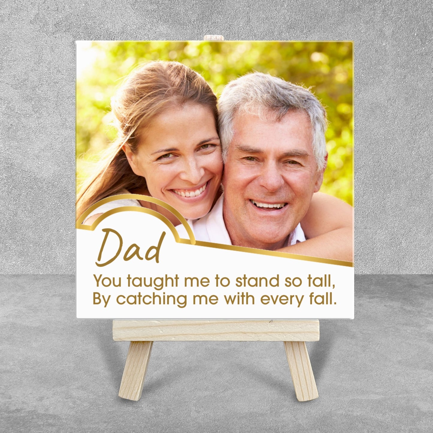Gifts for Dad – Photo Keepsake from Son or Daughter – Personalised Tile with Easel