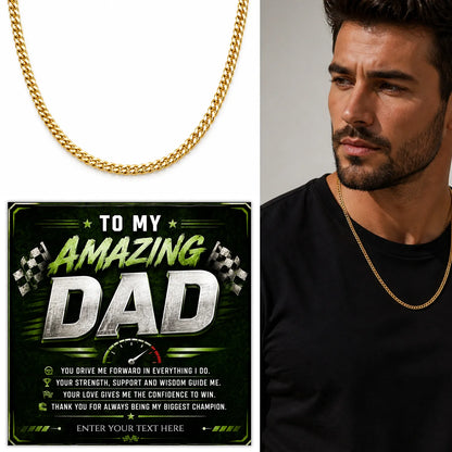 To My Amazing Dad 18k Gold Plated Cuban Chain Necklace With Personalised Keepsake Box Box (Copy)